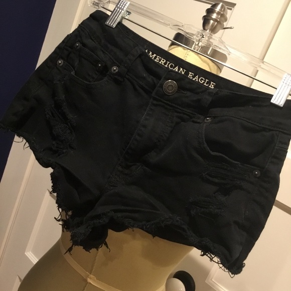 black ripped shorts american eagle